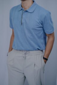 Men's Classic Cotton Blue Polo Shirt